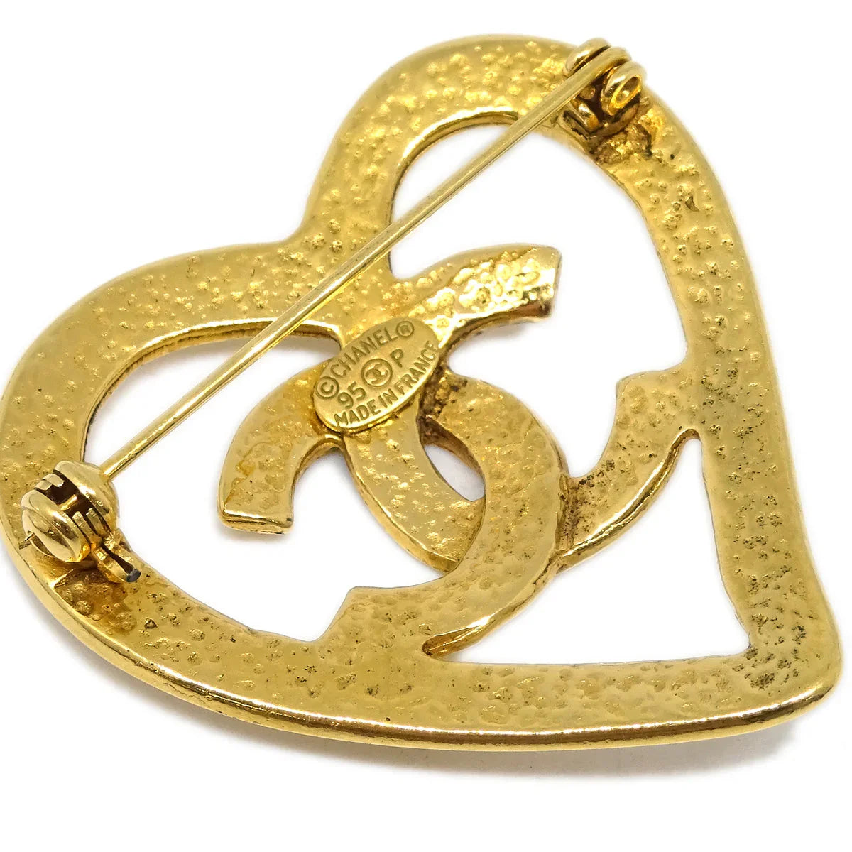 Chanel Heart Brooch Gold 95P