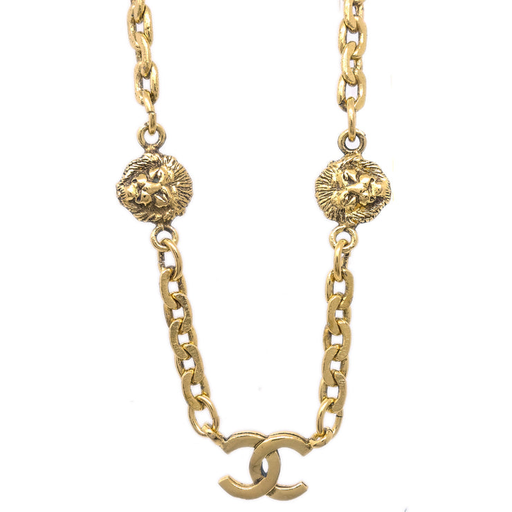 Chanel Lion Gold Chain Pendant Necklace