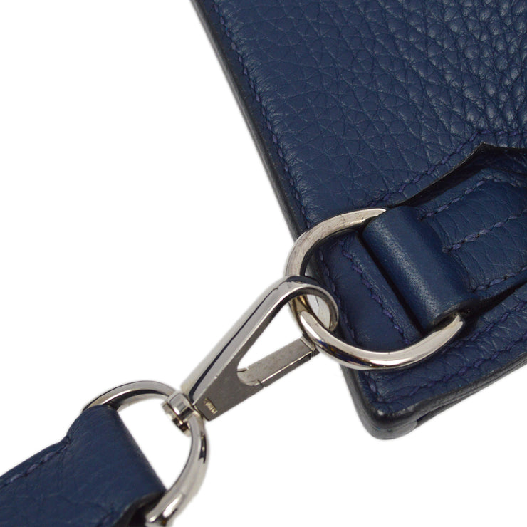 Hermes 2010 Blue Taurillon Clemence Jypsiere 28 Shoulder Bag
