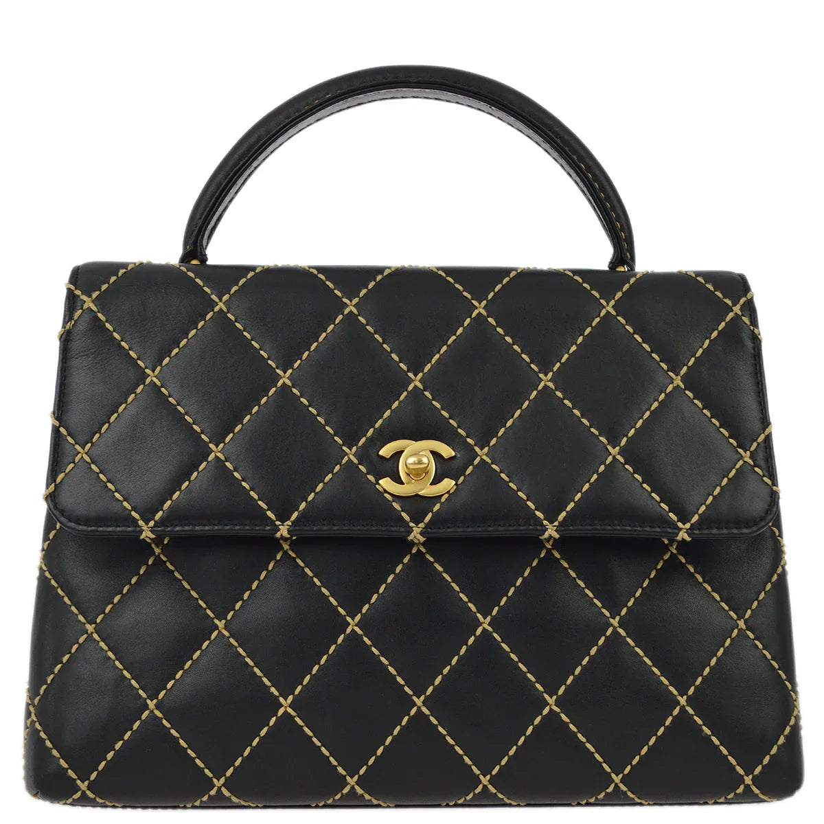 Chanel 2004-2005Black Calfskin Wild Stitch Kelly 30