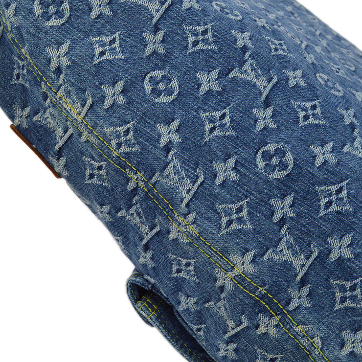 Louis Vuitton 2005 Blue Monogram Denim Baggy GM Shoulder Bag M95048