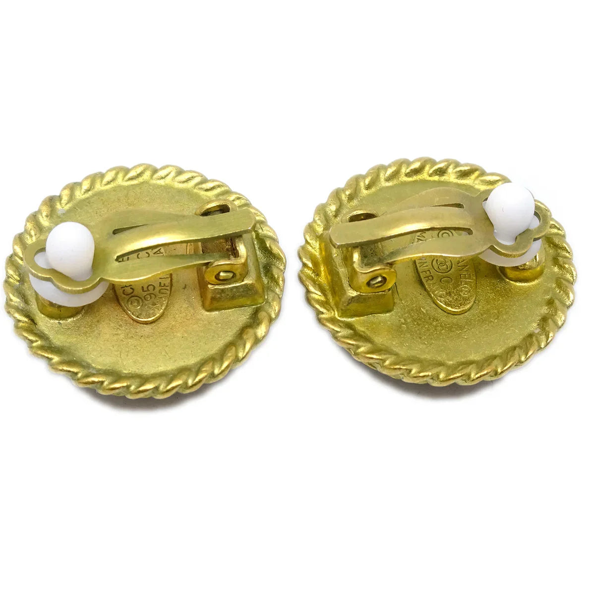 Chanel Black & Gold Rope Edge Earrings Clip-On