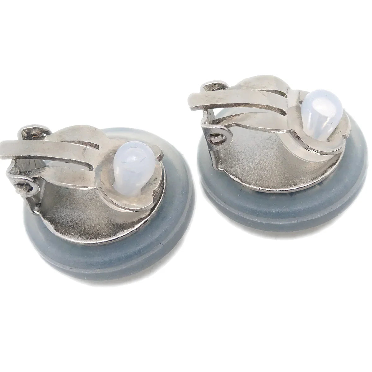 Chanel Button Earrings Clip-On Gray 99S
