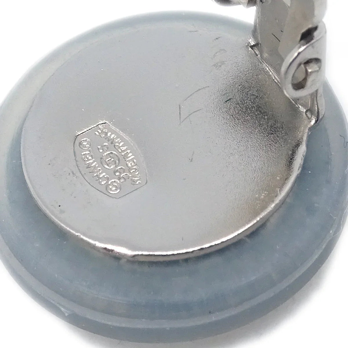 Chanel Button Earrings Clip-On Gray 99S