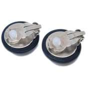 Chanel Button Earrings Clip-On Silver Black 98P