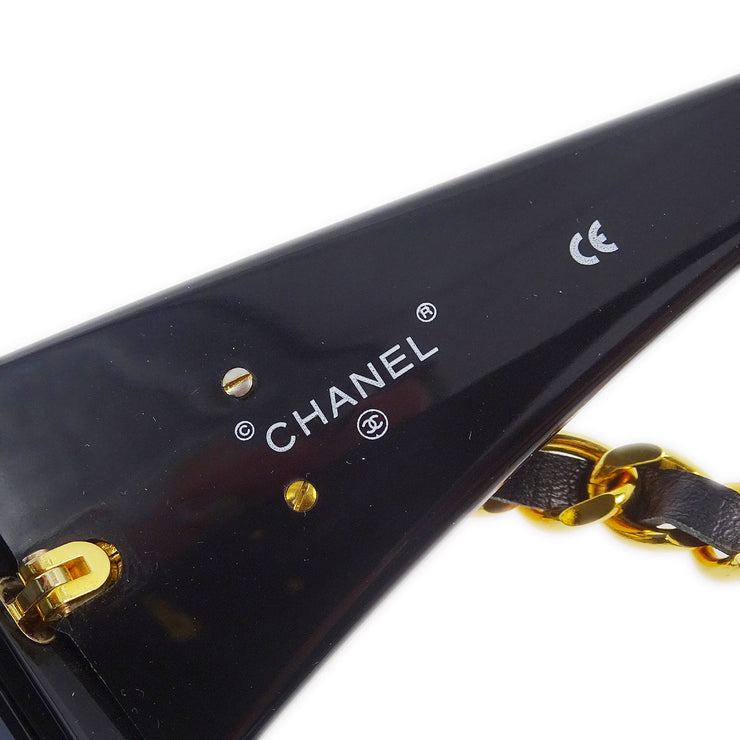 Chanel Chain Sunglasses Eyewear Black Small Good