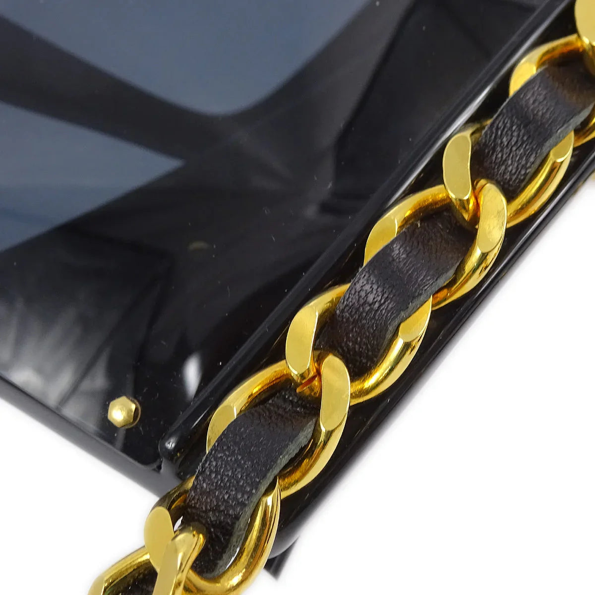 Chanel Chain Sunglasses Eyewear Black Small Good