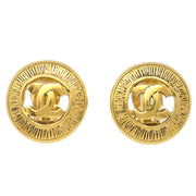 Chanel Button Earrings Clip-On Gold 8776