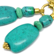 Chanel Gold Blue Dangle Stone Earrings Clip-On 98P