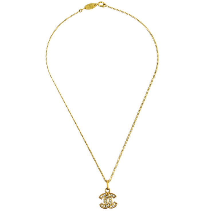 Chanel CC Chain Pendant Necklace Gold Rhinestone 3311/1982