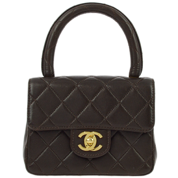 Chanel Brown Lambskin Classic Flap Micro Handbag