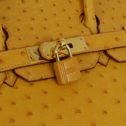 Hermes * Saffron Ostrich Haut a Courroies 28 Handbag