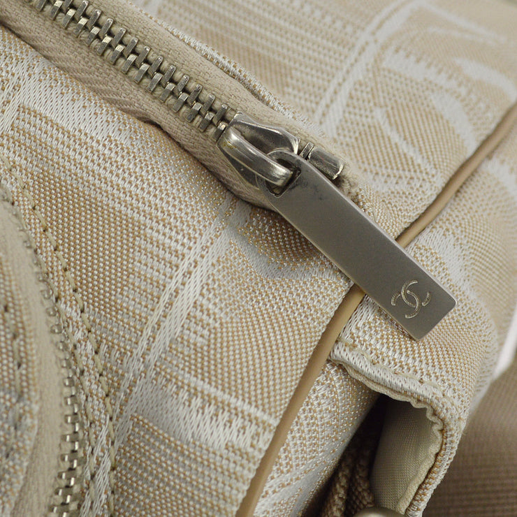 Chanel Beige Jacquard Nylon Travel Line Shoulder Bag