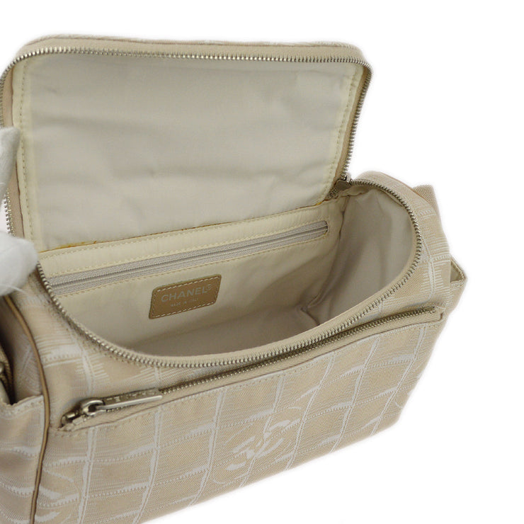 Chanel Beige Jacquard Nylon Travel Line Shoulder Bag