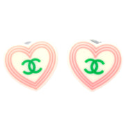 Chanel Heart Earrings Clip-On White 04C