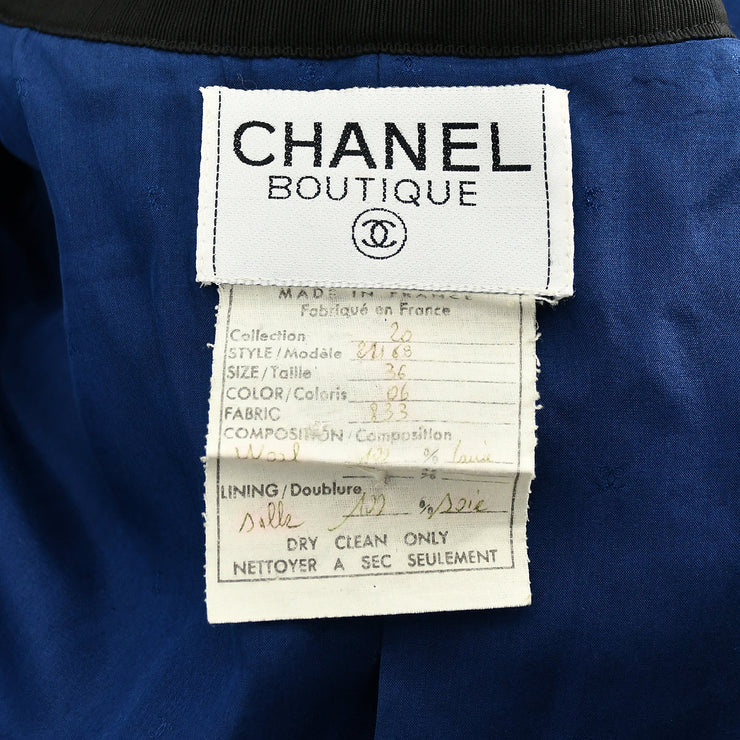 Chanel Single Breasted tweed Jacket Blue 20 #36