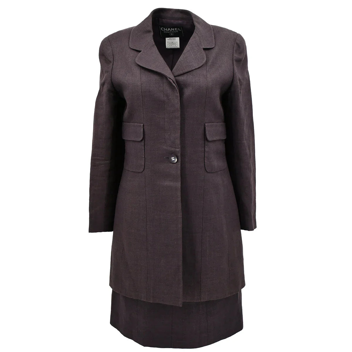 Chanel Spring 1998 Jacket Skirt Suit Brown #38