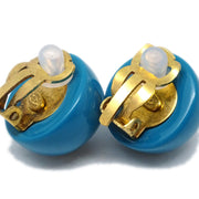 Chanel Blue Button Earrings Clip-On 01P