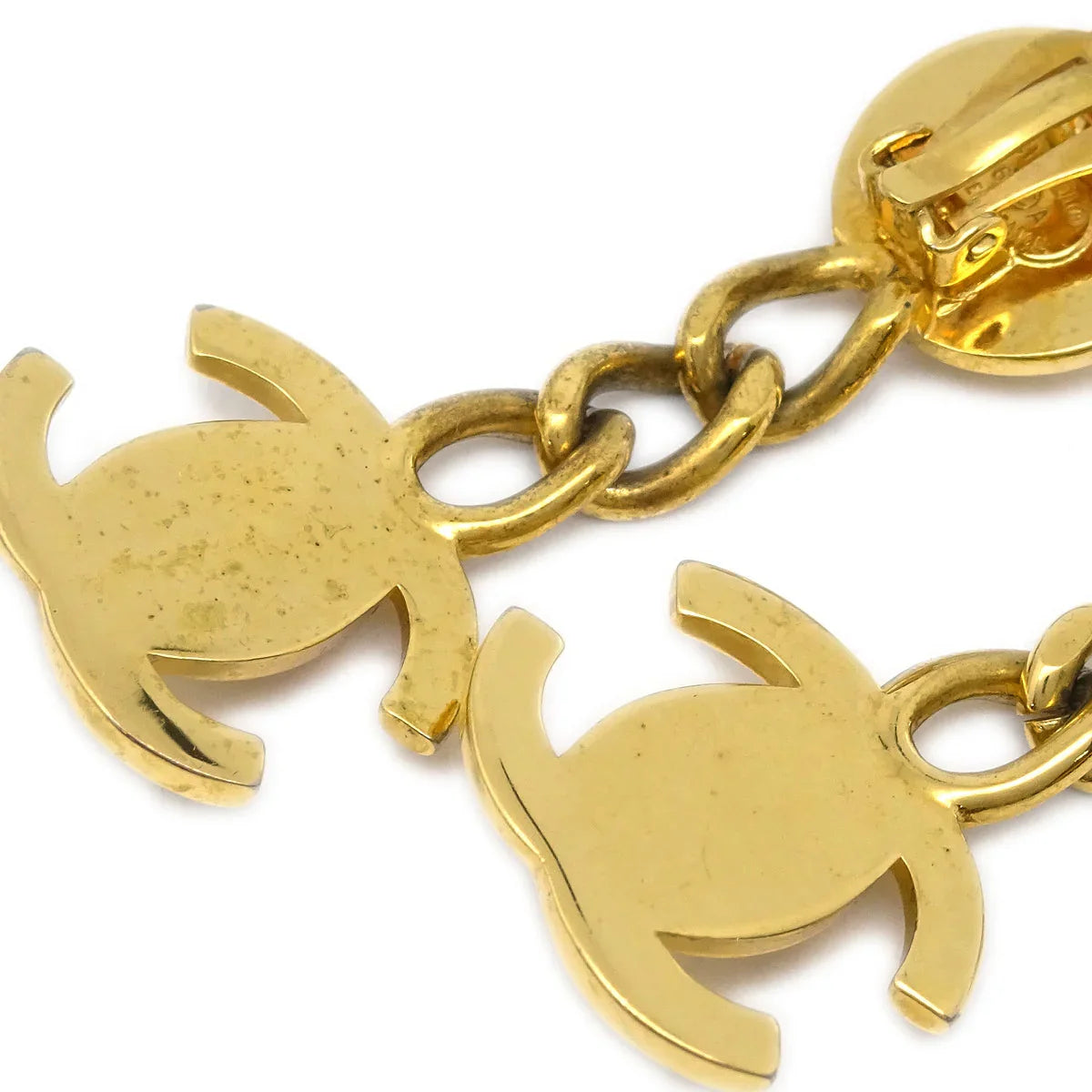 Chanel Dangle Turnlock Earrings Clip-On Gold 96A