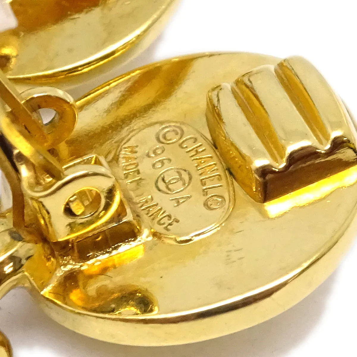 Chanel Dangle Turnlock Earrings Clip-On Gold 96A