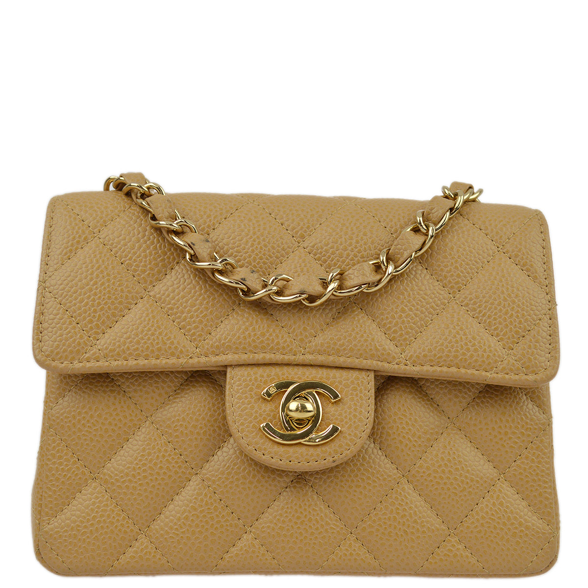 Chanel 2003-2004 Caviar Mini Classic Square Flap Bag 17