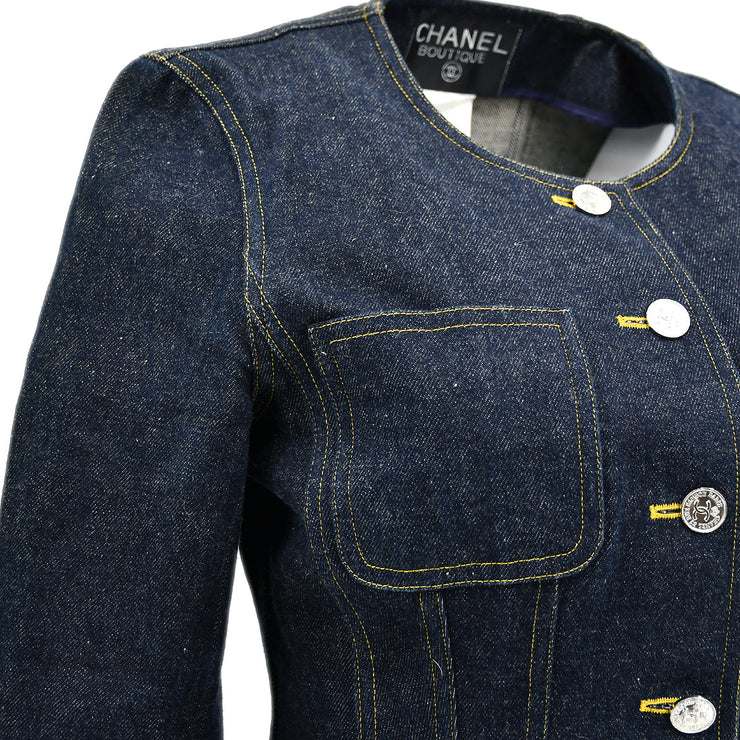 Chanel Spring 1996 Collarless Denim Jacket #38
