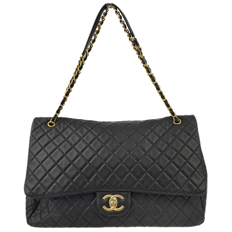 Chanel Black Calfskin XXL Single Flap Shoulder Bag