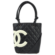 Chanel Black Calfskin Cambon Ligne Tote Handbag