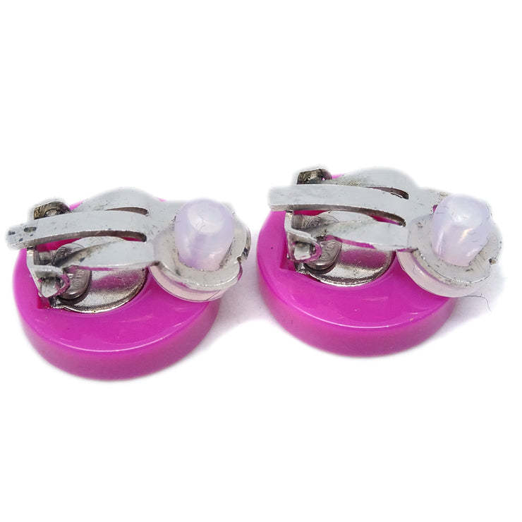 Chanel Button Earrings Clip-On Pink 04P