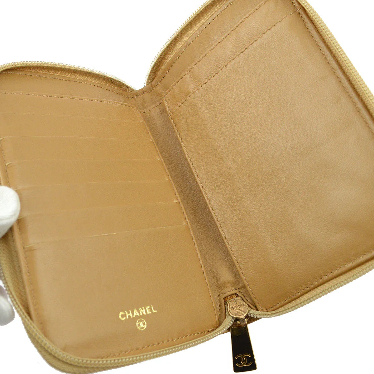 Chanel Beige Caviar Wallet Purse