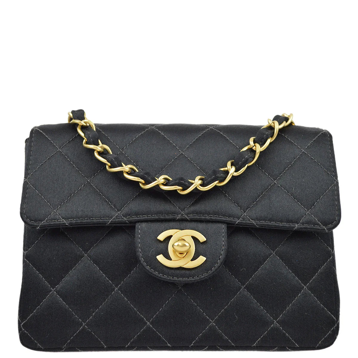 Chanel 2000-2001 Satin Mini Classic Square Flap Shoulder Bag 17