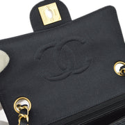 Chanel Black Satin Mini Classic Square Flap Shoulder Bag 17