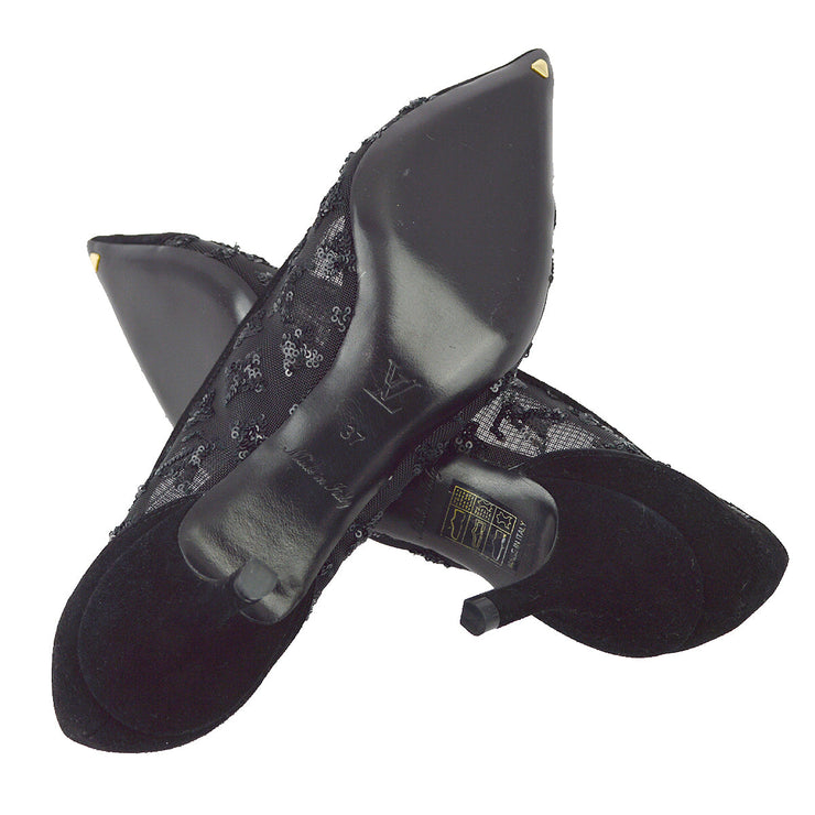Louis Vuitton Black Spangle Pumps Shoes #37