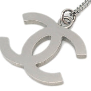 Chanel CC Chain Necklace Pendant Rhinestone Silver B12A