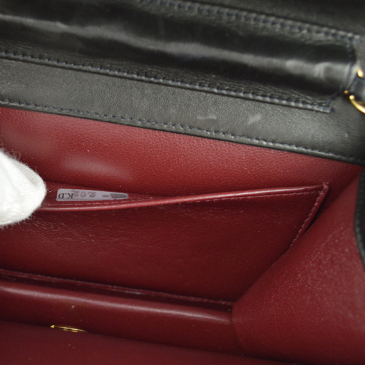 Chanel Black Lambskin Pushlock Mini Full Flap Shoulder Bag