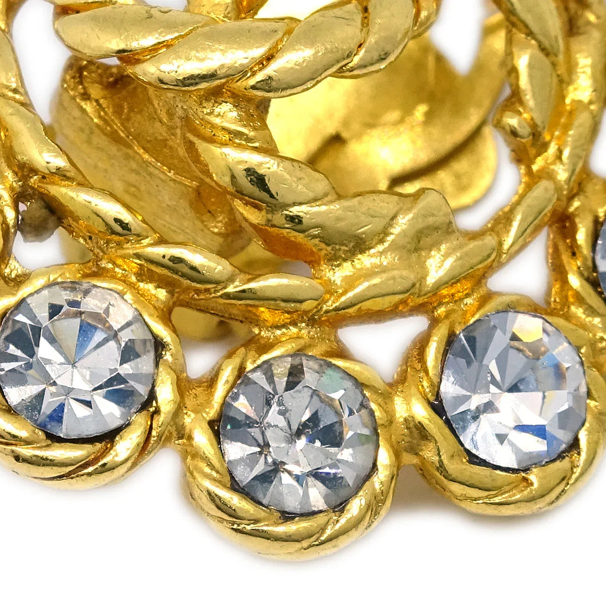 Chanel Gold Earrings Clip-On Rhinestone 29