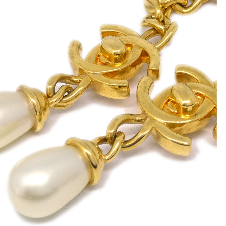 Chanel Artificial Pearl Turnlock Chain Necklace 97A