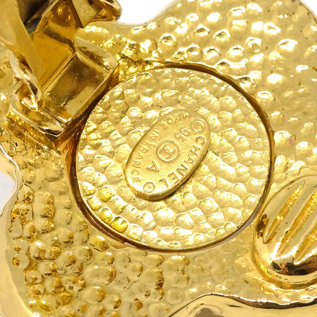 Chanel Gold Earrings Clip-On Rhinestone 95A