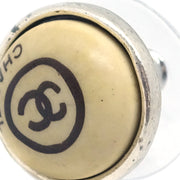 Chanel Button Pierced Earrings White 00T