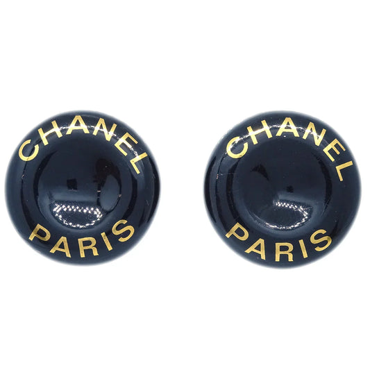 Chanel Black Button Earrings Clip-On 97P