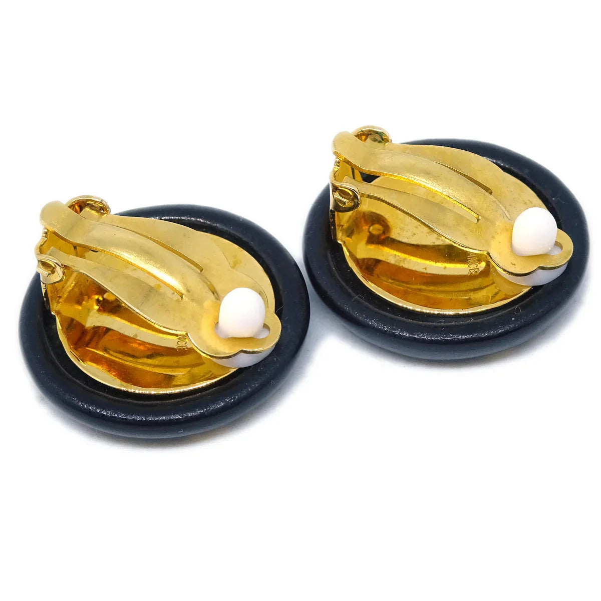 Chanel Black Button Earrings Clip-On 97P
