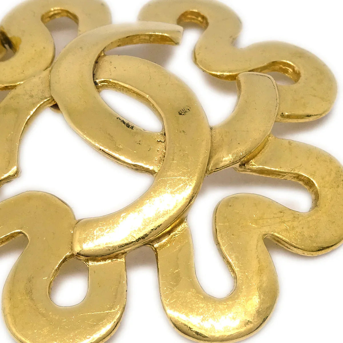 Chanel Flower Dangle Earrings Clip-On Gold 95P