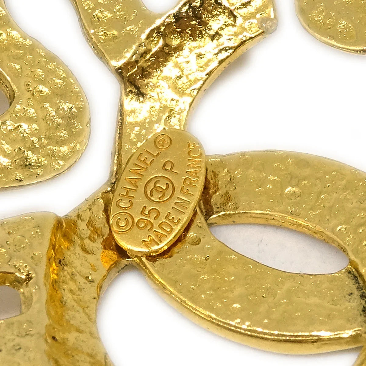 Chanel Flower Dangle Earrings Clip-On Gold 95P