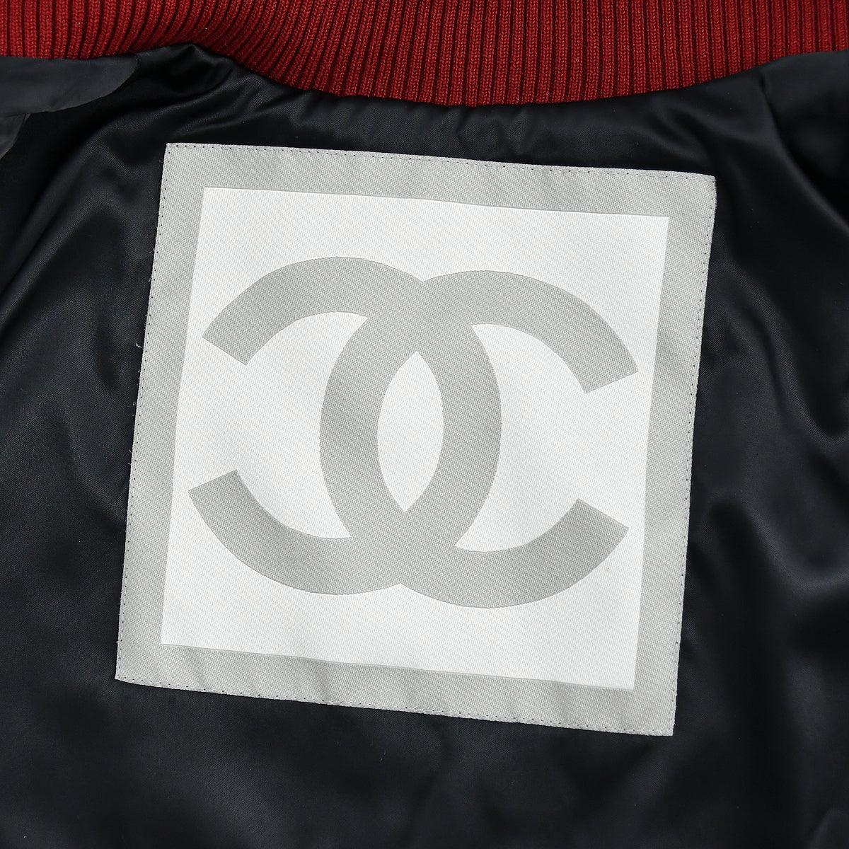 Chanel 2004 Spring Letterman Bomber Jacket Navy #38