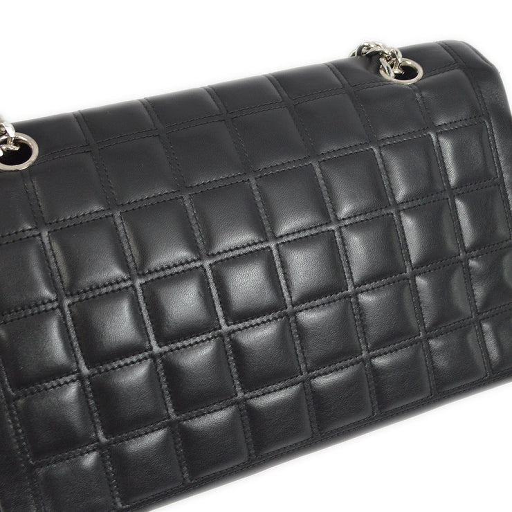 Chanel Black Lambskin Mademoiselle Lock Choco Bar Shoulder Bag