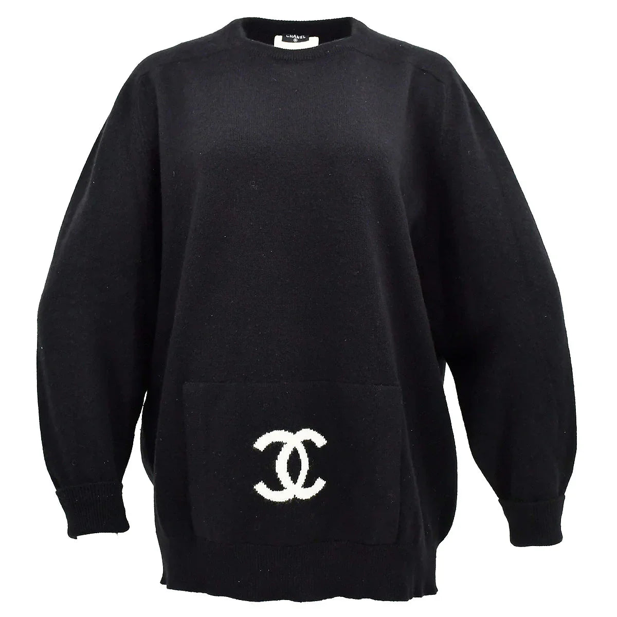 Chanel Long Sweater Black 94A #44