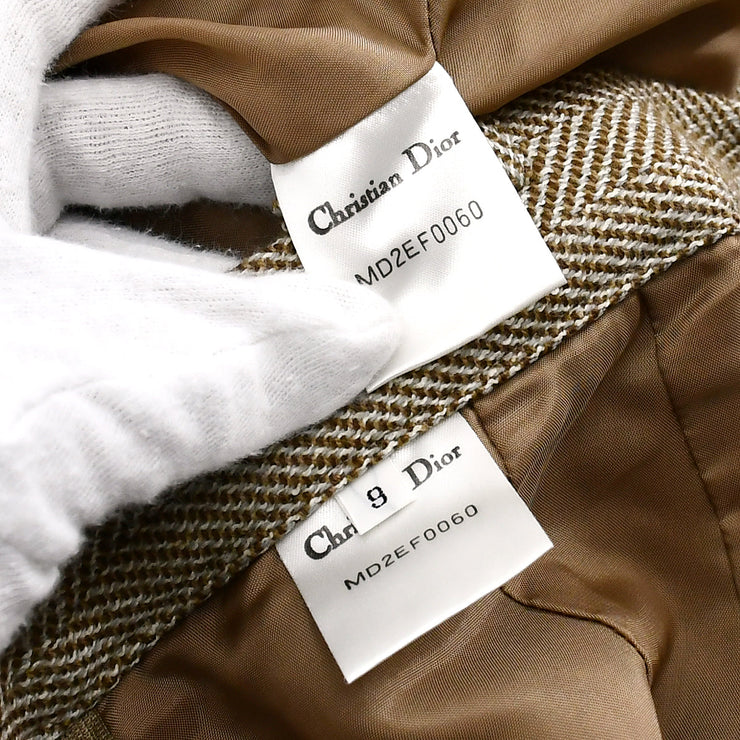 Christian Dior Setup Suit Jacket Skirt Beige #9