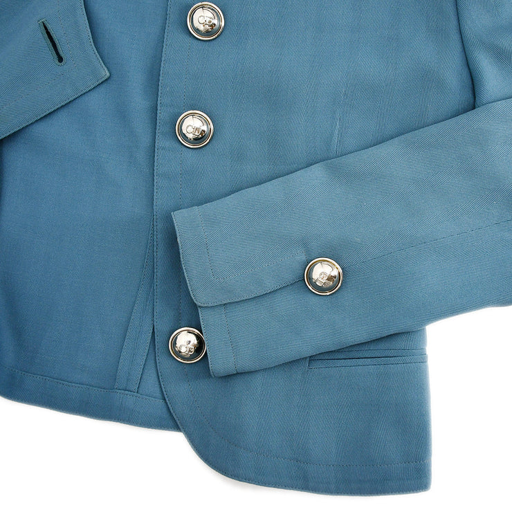 Christian Dior Collarless Jacket Blue #S