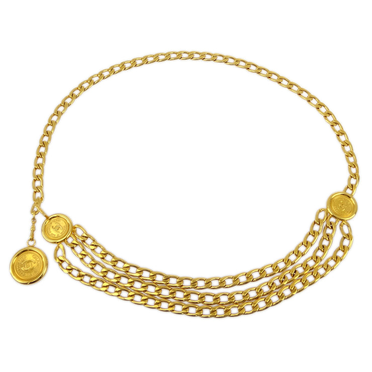 Chanel Medallion Chain Belt Gold 94P Small Good