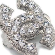 Chanel CC Rhinestone Earrings Clip-On Silver A13V